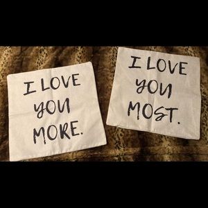 Soft Burlap Set of 2 Toss Pillow Covers Love You Most NEW!